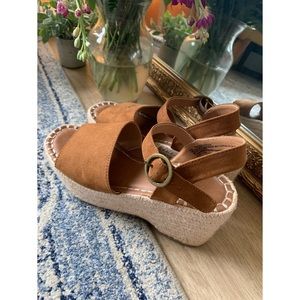 Brown Faux Suede Espadrilles